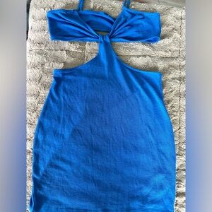 blue h&m dress cut out